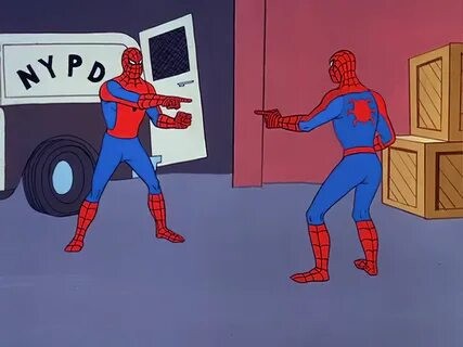 Create meme: spider-men point at each other, 2 spider-man meme, 3 spider-man meme