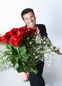 Create meme: flowers, man with bouquet of roses