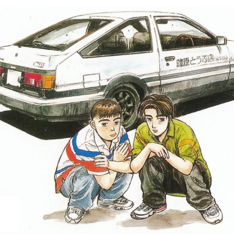 Создать мем: ицуки инициал ди с машиной, такуми инициал ди, ae 86 initial d