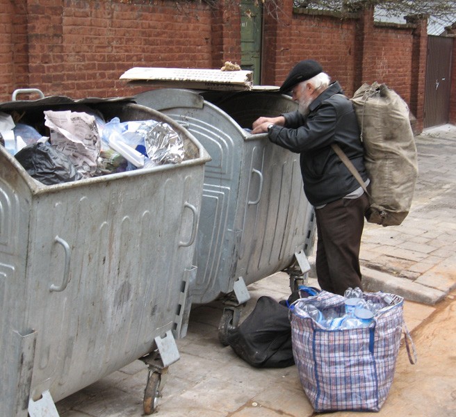 Create meme: dumpster , homeless in a dumpster, garbage