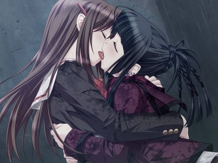 Create meme: anime kiss, anime girls yuri, Yuri morishita