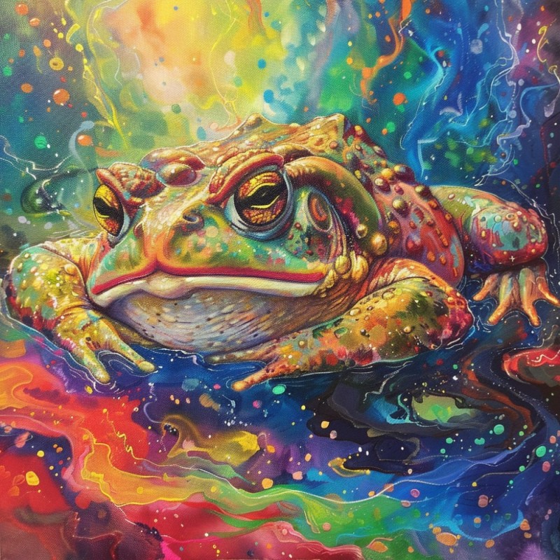 Create meme: frog painting, rainbow frog, frog 