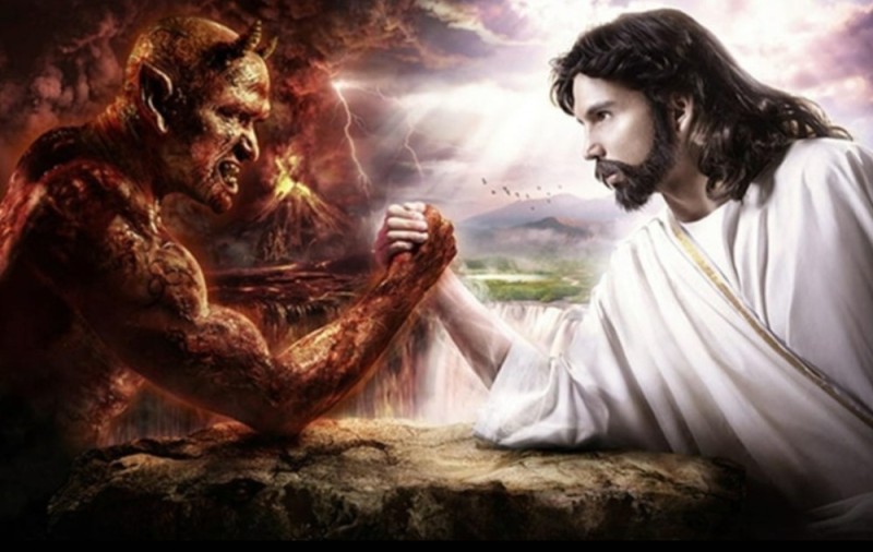 Create meme: god versus the devil, God versus Satan, God vs the devil picture