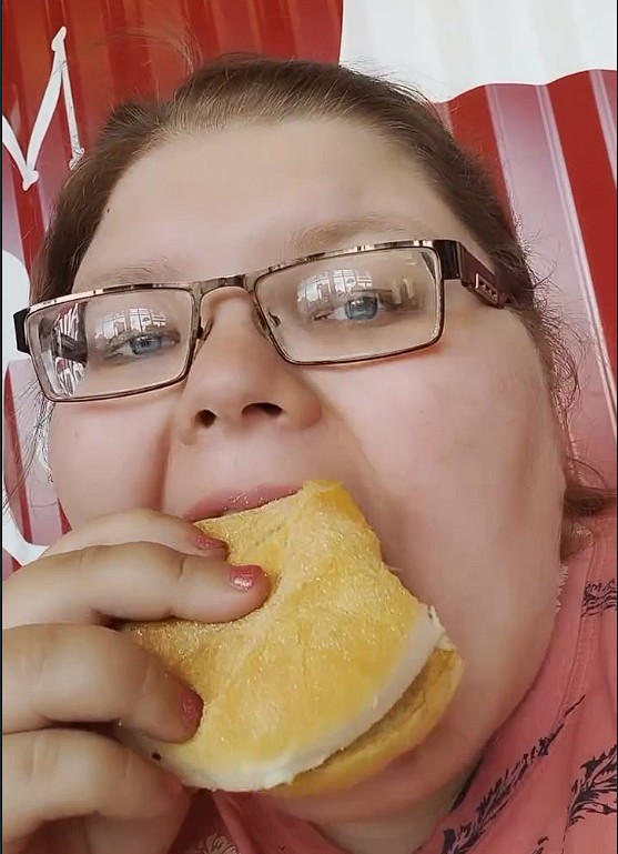 Create meme: fat, fat woman with a hamburger, thick 