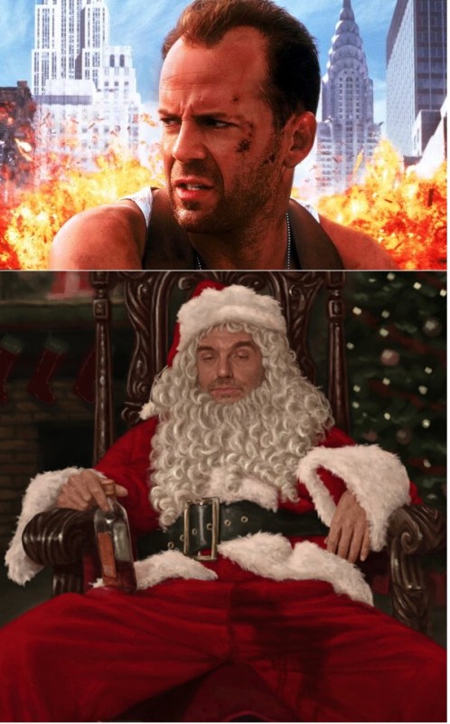Create meme: Father Christmas, John McClane die hard, die hard bruce willis