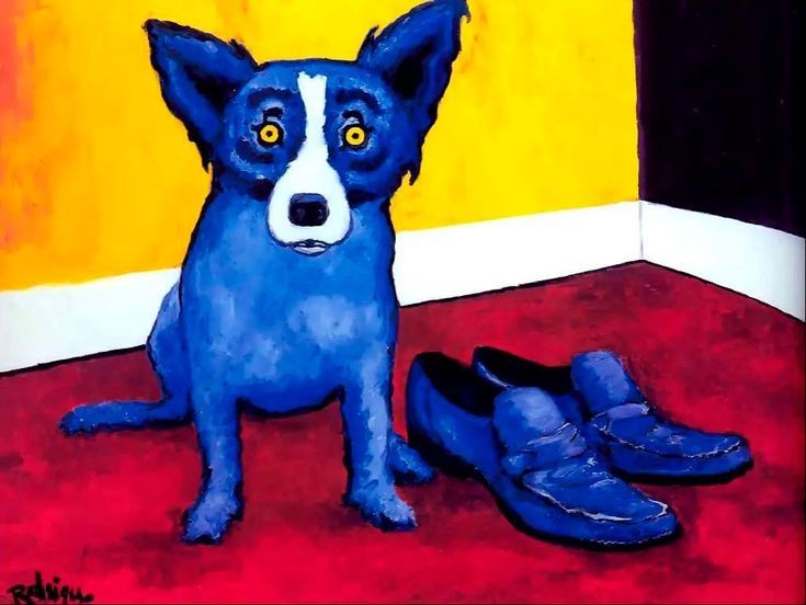 Create meme: Blue dog Rodriguez, George Rodriguez the blue Dog, George Rodrigue and his blue dog.