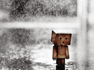 Create meme: rain, in the rain, danbo