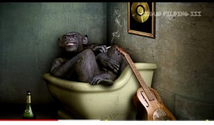 Create meme: Bad Monkey, a monkey with a guitar, a monkey with a cigarette photo