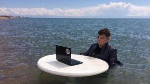 Create meme: with a laptop on the beach, MEM student in the swamp