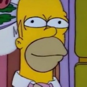 Создать мем: simpsons, suspicious homer, homer smug face