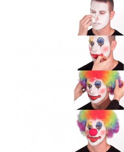 Создать мем: тренинг по клоунству мем, clown, клоун мем стадии
