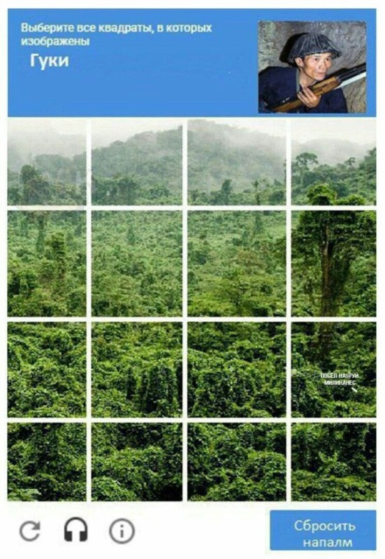 Create meme: captcha gooks, click all squares where is vietcong soldier, They're in the trees