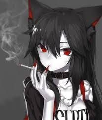 Create meme: anime neko the vampire, anime neko evil, cb chan with red eyes