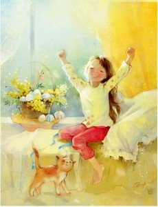 Создать мем: счастливое детство картины художников, иллюстрация екатерина бабок нежное летнее утро, екатерина бабок