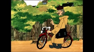 Create meme: buttermilk postman Pechkin, evil Pechkin with the bike, buttermilk Pechkin postman bike