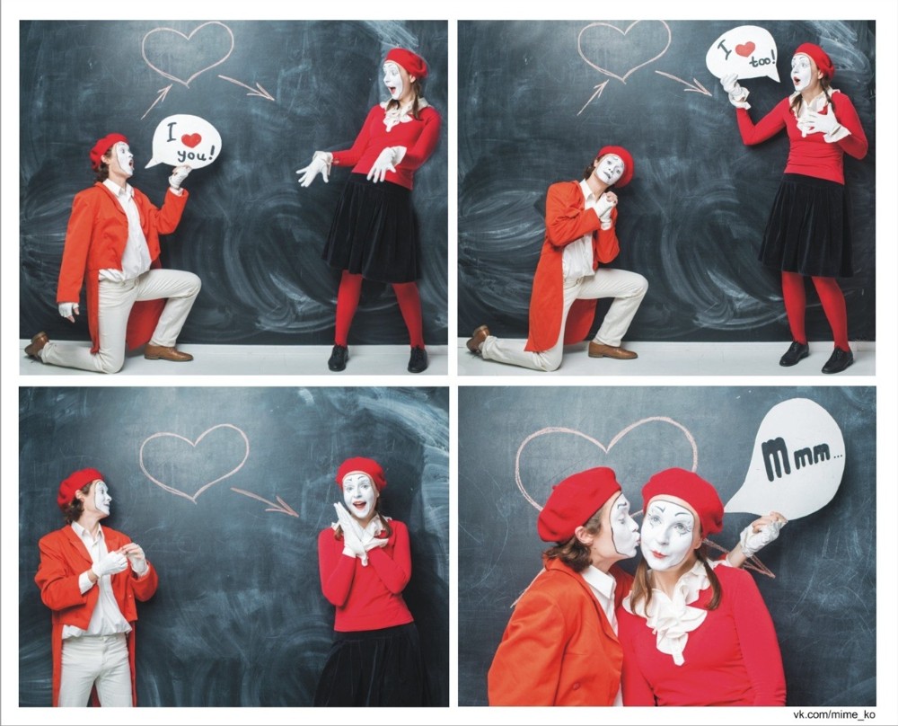 Create meme: mime theater, pantomime theater, photo shoot for February 14th