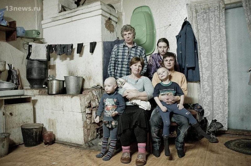 Create meme: Poor family, Overheard by Klimovo, large family poverty