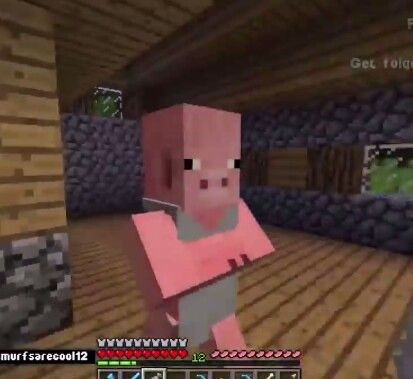 Create meme: screenshot , pig from minecraft, Minecraft resident killer