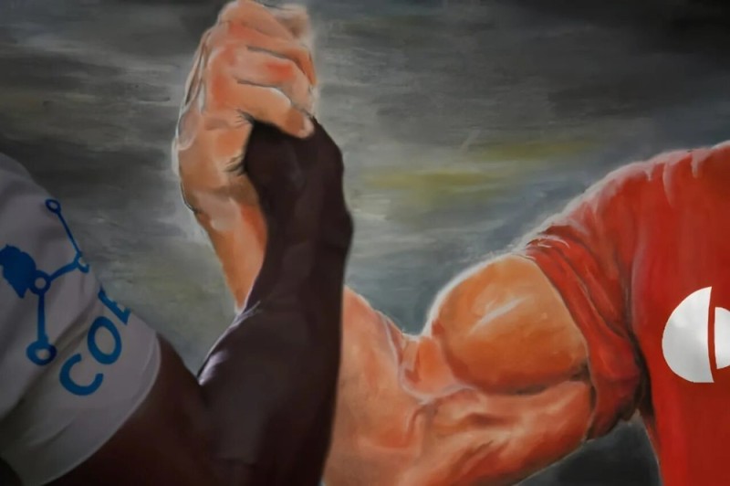 Create meme: arm wrestling meme, meme handshake jocks, meme handshake