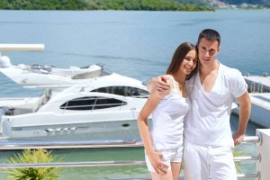 Create meme: young couple, couple on a yacht, photos of happy couples on the yacht