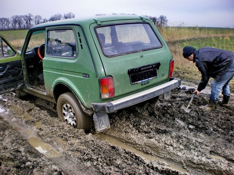 Create meme: A field in the mud, niva SUV, niva niva