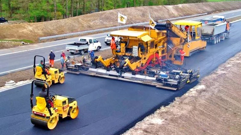 Create meme: asphalt laying, road construction machines, road construction