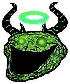 Create meme: the green troll, Troll face with horns green, The green demon