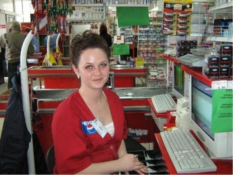 Create meme: beautiful saleswomen, the cashier , saleswoman 