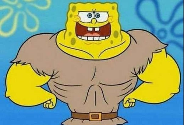 Create meme: spongebob Jock, inflated spongebob, muscular spongebob