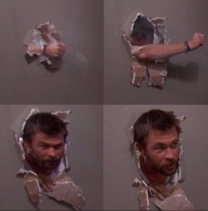 Create meme: Chris Hemsworth breaks through the wall meme, Chris Hemsworth, Chris Hemsworth meme