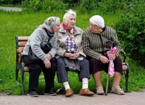 Create meme: Grandma on the bench