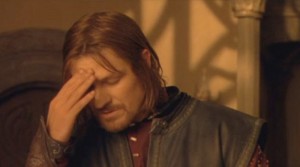 Create meme: hand face, Eddard Stark, meme with Boromir