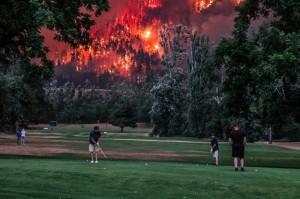 Create meme: wildfire, golf course