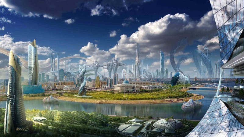 Create meme: future city, future background, the world of the future
