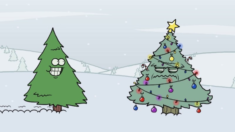 Create meme: Christmas tree cartoon, Christmas tree, The evil tree