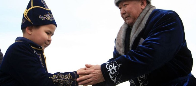 Create meme: say goodbye, see, Kazakh costume for a boy