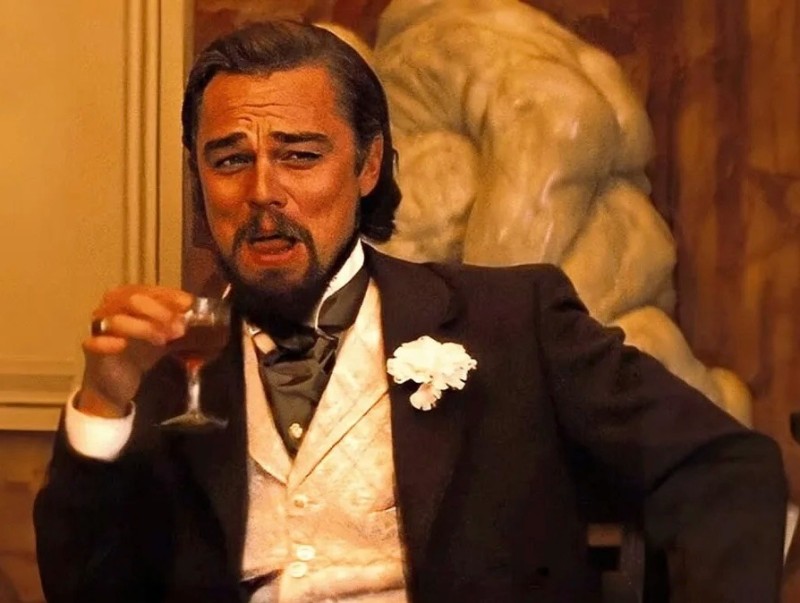 Create meme: Leonardo dicaprio django unchained meme with a glass, dicaprio with a glass of django, Leonardo DiCaprio with a glass of