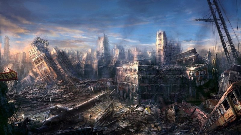 Create meme: destroyed cities, the world after the apocalypse, after the nuclear war