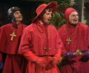 Создать мем: испанская инквизиция прическа, испанская инквизиция одежда, летающий цирк монти пайтон испанская инквизиция