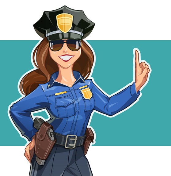 Create meme: female police vector, girl police vector, girl police drawing