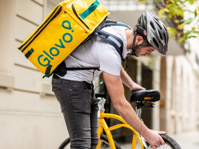 Create meme: a food delivery man on a bicycle, glovo courier, couriers