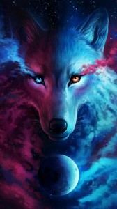 Create meme: neon wolf, beautiful drawings of the space wolves, arts wolf and space