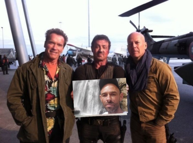 Create meme: Stallone Schwarzenegger, Stallone Schwarzenegger Willis, Schwarzenegger, Stallone Bruce Willis