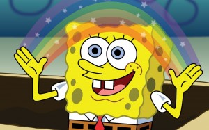 Create meme: sponge Bob square pants, spongebob rainbow, imagination spongebob