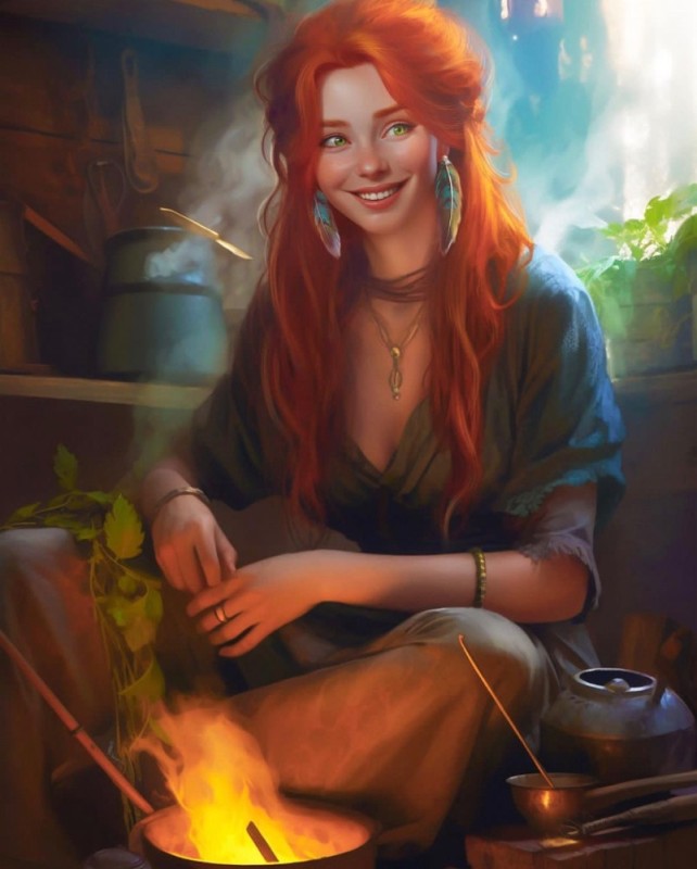 Create meme: red fantasy, red-haired warrior art fantasy, art redhead girl