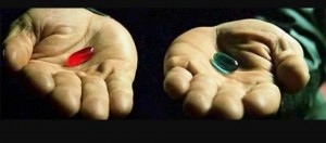 Create meme: two tablets matrix photos picture, red and blue pill, blue or red pill matrix photo
