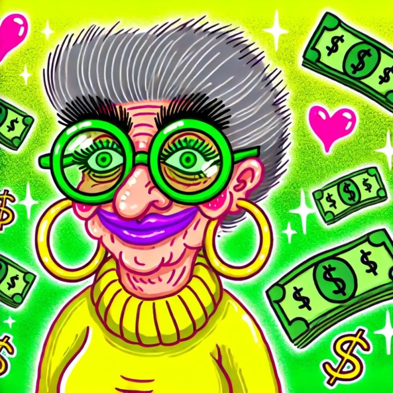 Create meme: money , granny sticker, crazy grandma