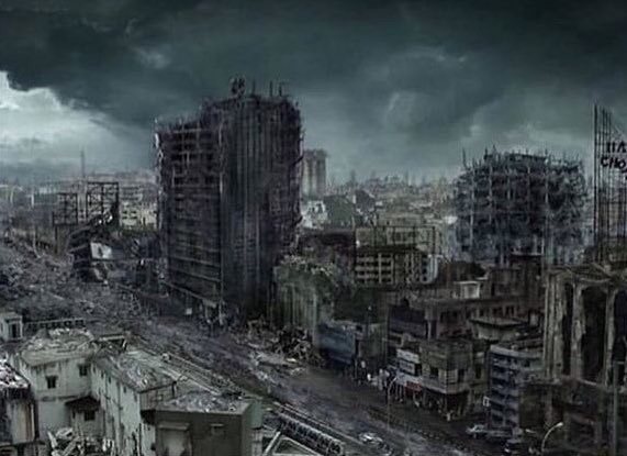 Создать мем: разрушенный город, киберпанк постапокалипсис, постапокалиптический лондон