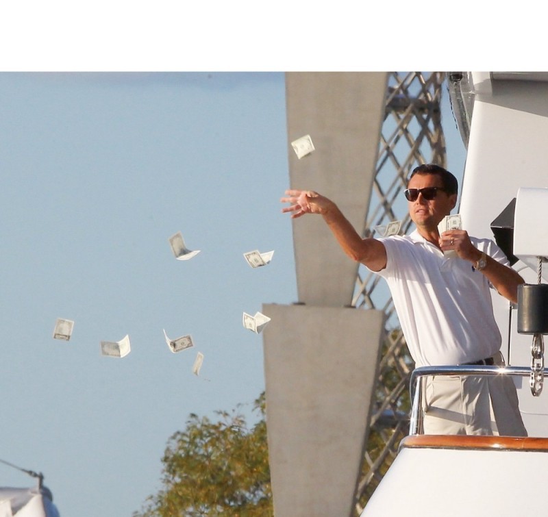 Create meme: DiCaprio throws money, Leonardo DiCaprio throwing money, the wolf of wall street