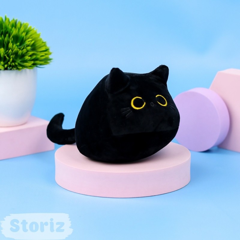 Create meme: toy pillow black cat, black cat toy, soft toy cat